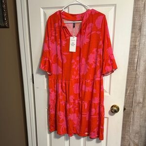 Floral Red and Pink Mini Dress